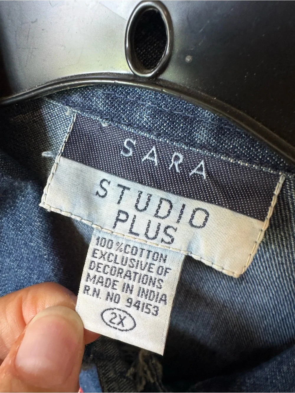 Sara Studio vintage patchwork embroidery denim jean chore jacket size 2X - Picture 2 of 7
